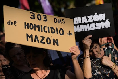 La novena protesta contra el president de la Generalitat, Carlos Mazón, por su gestión de la dana del 29 de octubre, este martes en Catarroja.