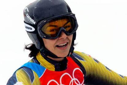 María José Rienda, durante la primera manga del gigante de esquí de los Juegos Olímpicos de Turín.