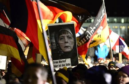 Manifestaci&oacute;n de Pegida en Dresde el pasado 12 de enero. 