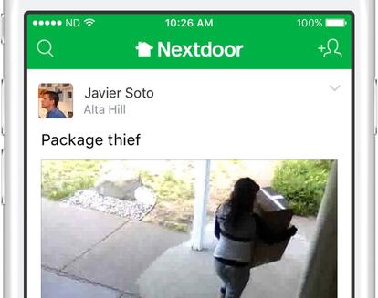 La aplicaci&oacute;n Nextdoor en un m&oacute;vil.