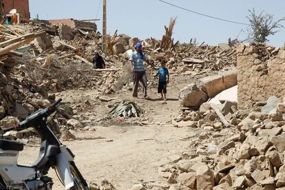 Estado en el que ha quedado la aldea de Tafagajt, en Marruecos, cerca del epicentro del terremoto.
