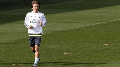 Modric, durante el entrenamiento del viernes.