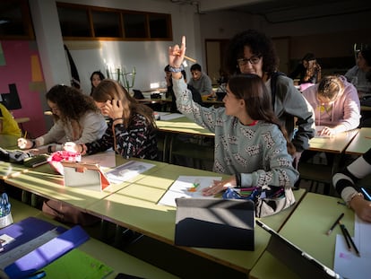 Una clase en el instituto público Río Júcar, en Madrigueras, Albacete.