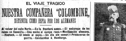 Titular de la pieza del 'Heraldo de Madrid' enviada por Carmen de Burgos desde Alemania el 25 de agosto de 1914, al comienzo de la Primera Guerra Mundial.