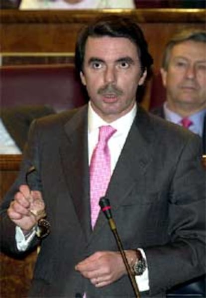 Aznar, durante la sesión de control al Gobierno.