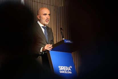 Daniel Sirera, durante su conferencia este lunes tarde en el recinto modernista del antiguo Hospital de Sant Pau.