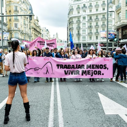 Manifestación del 1 de Mayo en la Gran Vía de Madrid