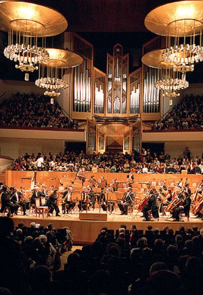 La Orquesta Nacional de España (ONE), durante un concierto en el Auditorio Nacional de Madrid.