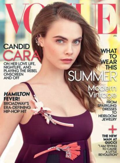 La portada de 'Vogue' USA del mes de julio protagonizada por Cara Delevingne.