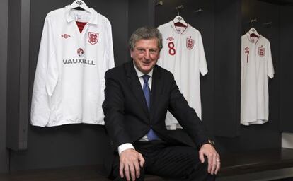 Roy Hodgson, en los vestuarios de Wembley tras su presentación.