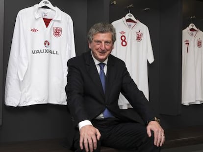 Roy Hodgson, en los vestuarios de Wembley tras su presentación.
