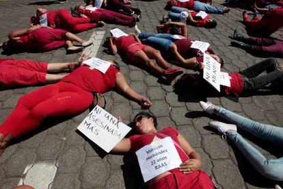 Protesto em Manágua no dia 17 contra os assassinatos de mulheres na Nicarágua.