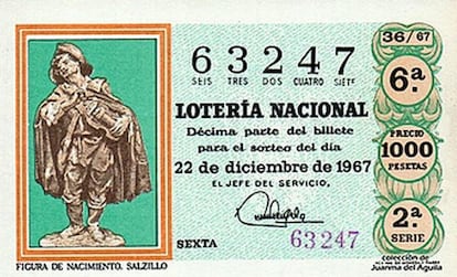 Billete de lotería de 1967.