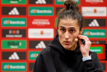 A Milli Takım Teknik Direktörü Montse Tomé, Euro 2025 öncesi düzenlediği basın toplantısında.