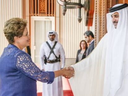 Dilma encontra o emir do Catar, xeque Tamim bin Hamad Al Thani.