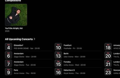 Lista de conciertos en Apple Music