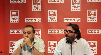 Javier Pacheco (CCOO) y Camil Ros (UGT)