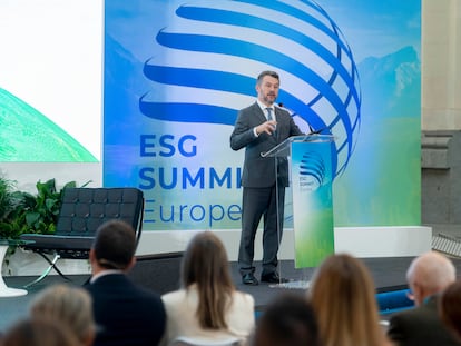 El presidente de CNMV, Rodrigo Buenaventura, durante el ESG Summit Europe forum en el Palacio de Cibeles el pasado septiembre.