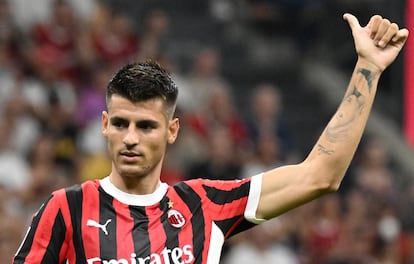 El futbolista Álvaro Morata, durante un partido del AC Milan, donde juega en la actualidad.