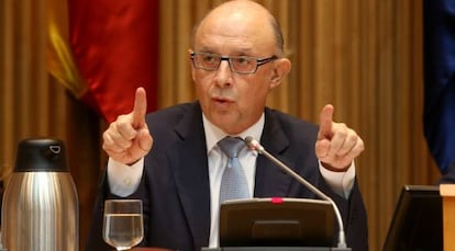 Cristobal Montoro, ministro de Hacienda, en la presentaci&oacute;n de los Presupuestos.