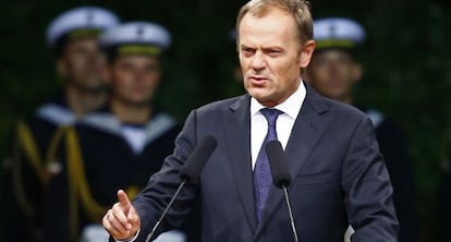 Donald Tusk, el lunes en un discurso en Gdansk. 