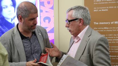 Ignacio Fernández Toxo (a la derecha) y el que será su sucesor, Unai Sordo.