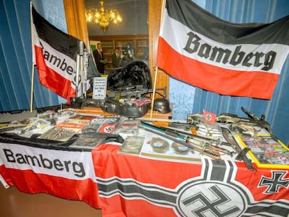 Objetos incautados de un grupo neonazi en la localidad de Bamberg, en el sur de Alemania.