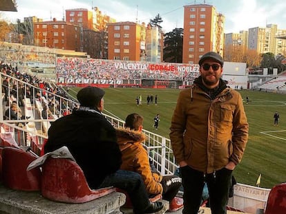 Ignasi Torné, en el estadio de Vallecas, la casa del Rayo Vallecano de Madrid.