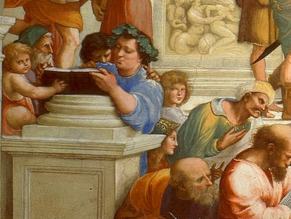 Epicuro, en un fragmento del cuadro 'La escuela de Atenas', de Rafael.