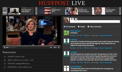 Arianna Huffington, durante la presentaci&oacute;n de HuffPost Live