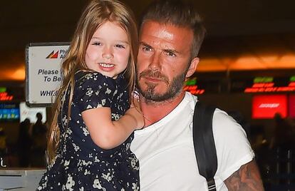 Harper Seven y David Beckham en Los Ángeles.