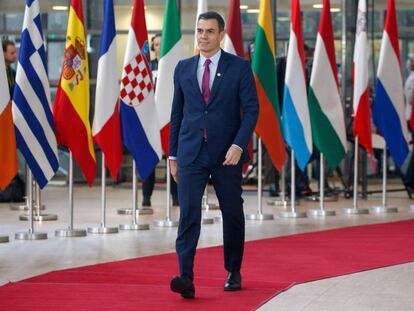 Pedro Sánchez, a su llegada a la cumbre de Bruselas, el 12 de diciembre de 2019.