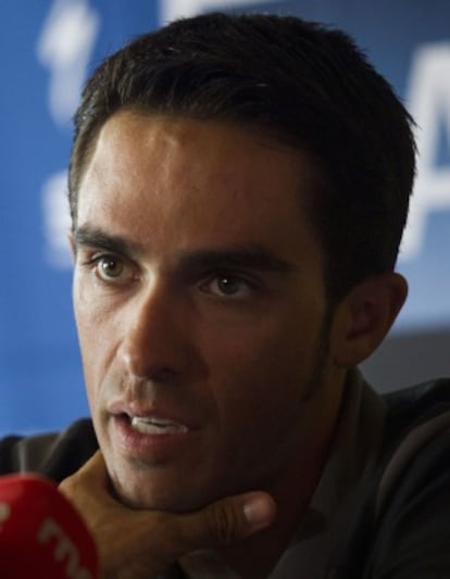 Contador, durante la rueda de prensa.