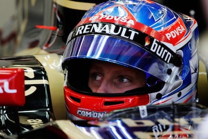 El francés Romain Grosjean  durante la prueba de entrenamiento.