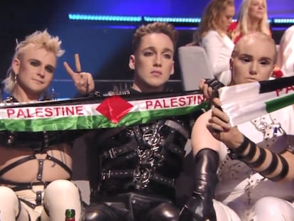 El momento en el que la banda islandesa Hatari mostró banderas palestinas en Israel durante Eurovisión 2019.