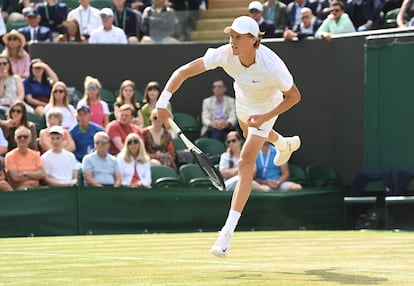 Sinner, durante el partido de la tercera ronda contra Isner.