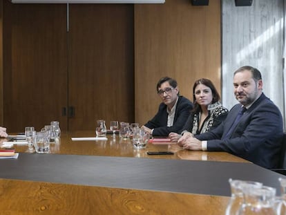 Reunión de negociación sobre la investidura de Sánchez entre ERC y PSOE el pasado diciembre.