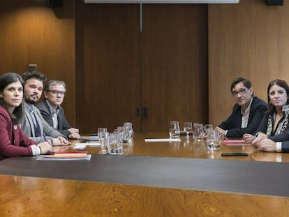 Reunión de negociación sobre la investidura de Sánchez entre ERC y PSOE el pasado diciembre.