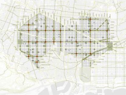 El projecte, a una dècada vista, consisteix a pacificar 21 carrers horitzontals i verticals, i transformar les cruïlles en places