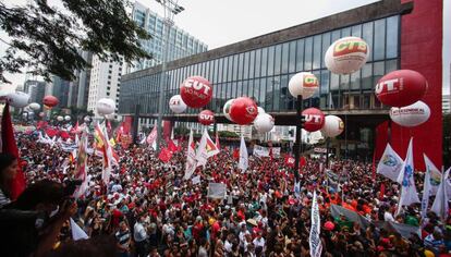 Manifestación en São Paulo, el pasado marzo, contra el Gobierno de Michel Temer.