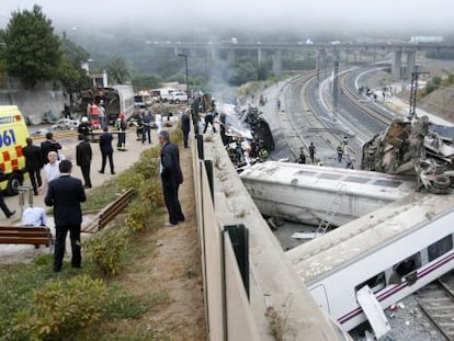 The scene in the aftermath of the July 24 train crash in Angrois, near Santiago. 