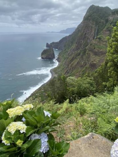 Acantilado de vértigo sobre la costa de la localidad de Santana (Madeira).