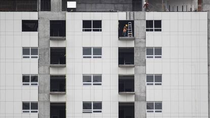 Trabajadores de la construcci&oacute;n en la Ciudad de M&eacute;xico.