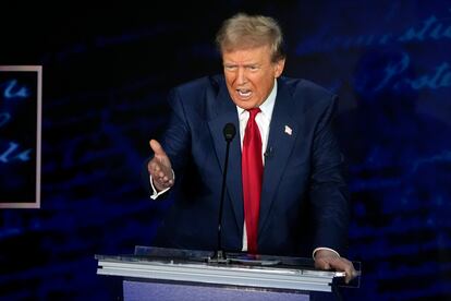 El candidato republicano Donald Trump, durante el debate. 
