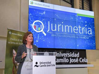 La secretaria de Estado de Justicia, Carmen Sánchez-Cortés, durante la presentación de Jurimetría.