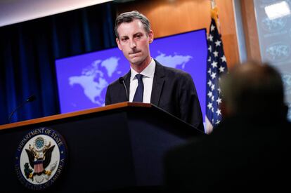 El portavoz del Departamento de Estado de EE UU, Ned Price, durante una rueda de prensa en Washington, EE UU, el pasado marzo.