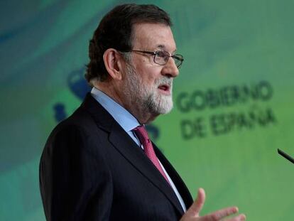 El presidente del Gobierno, Mariano Rajoy, durante el balance del año. 