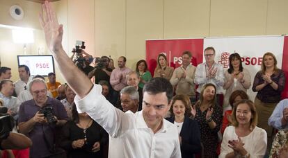 Pedro Sánchez, durante un mitin electoral