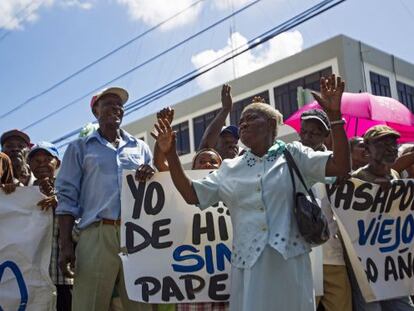 Haitianos en Rep&uacute;blica Dominicana protestan en Santo Domingo.
