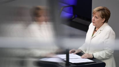 La canciller alemana, Angela Merkel, en el Bundestag el 28 de junio. 